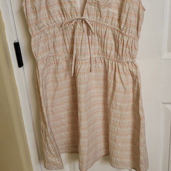 Treasure & Bond Shirred Mini Dress Ivory Honey Plaid Size Small NWOT - Picture 4 of 10
